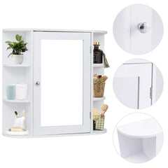 Armario con Espejo de Baño Estante de Pared Mueble de Almacenamiento 65x17x63cm Blanco