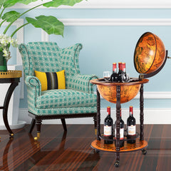 Soporte con Forma de Globo Porta Vinos Giratorio Repisa para Licores y Vino Marrón 47 x 47 x 90 cm
