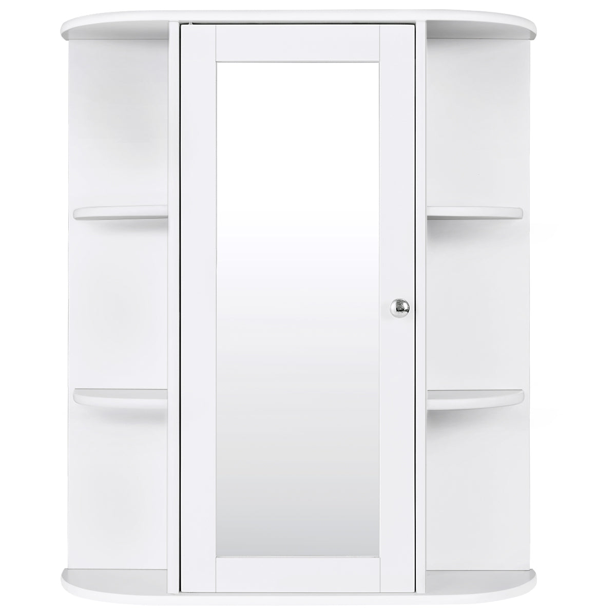 Armario para Baño Montado a la Pared con Espejo Gabinete Organizador Moderno con Repisas para Lavandería Salón Blanco 60 x 16,5 x 70,5 cm