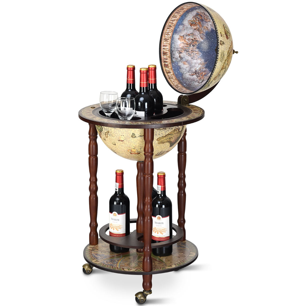 Barra de globo con ruedas Soporte de licor móvil Diseño innovador y práctico 88 x 45 x 45 cm