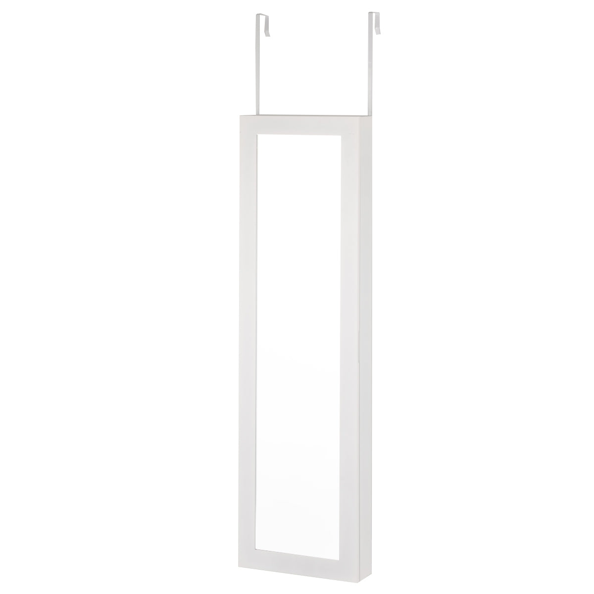 Espejo Joyero con Iluminación LED Armario para Joyas con Espejo Colgante de Puerta Pared 106 x 30 x 8,5 cm Blanco