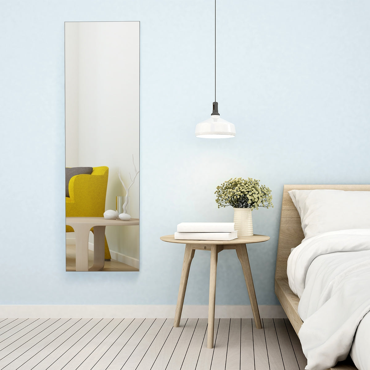 Gabinete de Joyería de Madera con Espejo de Pared y LED Interno 33,5 x 10 x 120 cm Blanco