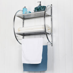 Toallero Estante de Baño Estante Ducha Organizador 2 Estantes 2 Colgadores 45 x 25,5 x 55 cm
