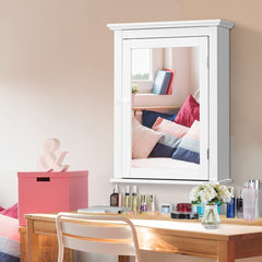 Armario de Baño con Espejo de Pared Organizador con Puerta y Estante Ajustable Gabinete de Almacenamiento 56 x 15 x 69,5 cm Blanco