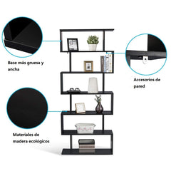Estantería Librería de Pared 6 Estante Almacenamiento para CD Planta Libro en Hogar 80x23x192 cm Negro