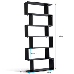 Estantería Librería de Pared 6 Estante Almacenamiento para CD Planta Libro en Hogar 80x23x192 cm Negro