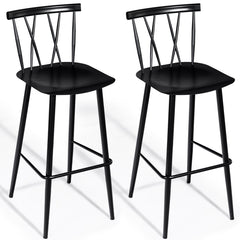 Set de 2 Sillas de Comedor Sillas de Metal Simples y Modernas con Respaldo para Bistró Bar Negro 48 x 40 x 105 cm