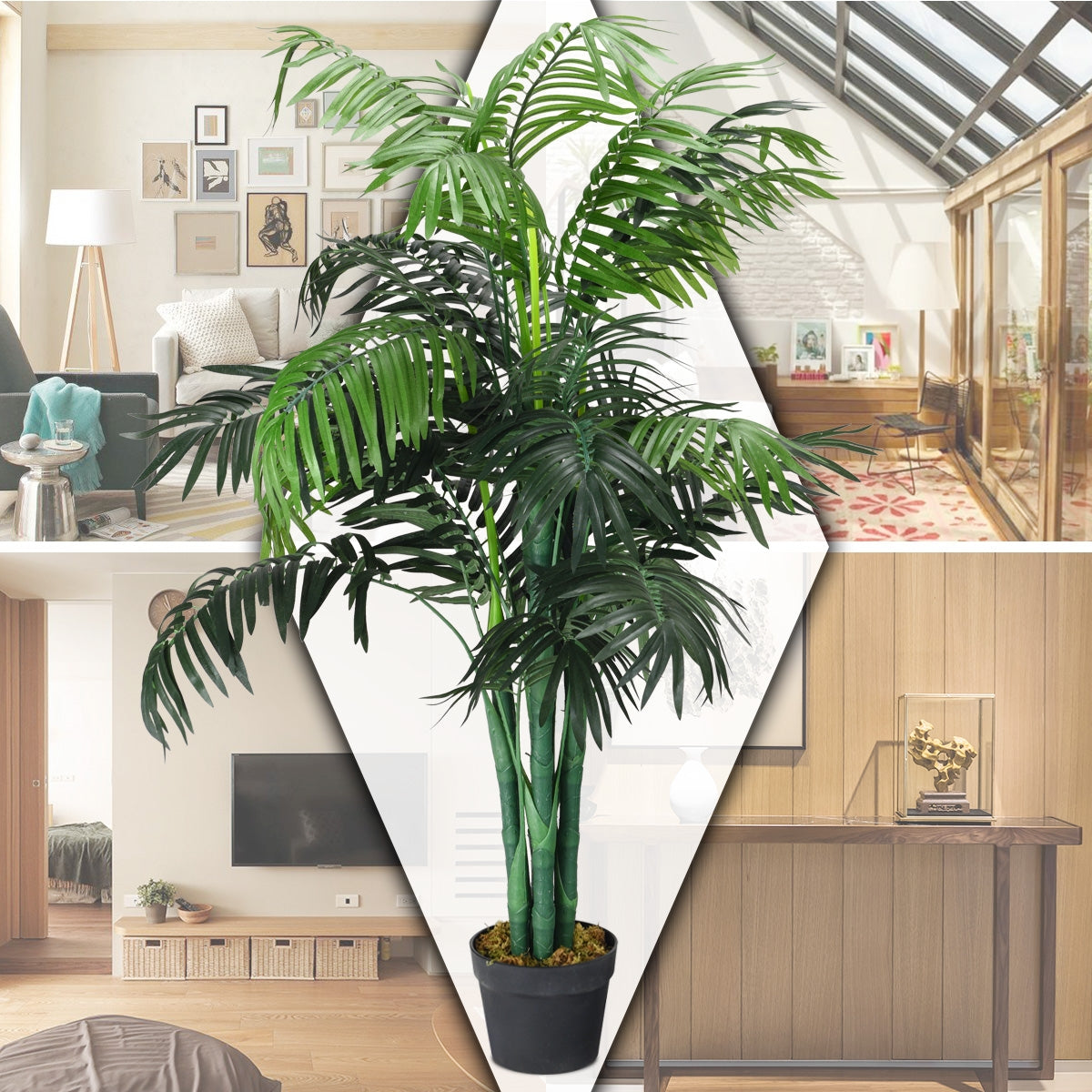 Árbol Artificial Planta Palmera Artificial para Decoración en Oficina Hogar 110 cm