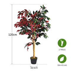 Ficus Falso Planta Artificial Realística y Decorativa con Maceta de Cemento para Casa Oficina Sala de Espera 120 cm