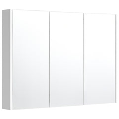 Armario de Baño con Espejo 3 Puertas Gabinete de Baño en Pared 90 x 11 x 65 cm