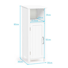 Armario de Suelo de Baño Gabinete con 3 Estantes y Puerta Estantería de Almacenamiento para Cocina Dormitorio Salón Blanco 30 x 30 x 80 cm