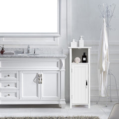 Armario de Suelo de Baño Gabinete con 3 Estantes y Puerta Estantería de Almacenamiento para Cocina Dormitorio Salón Blanco 30 x 30 x 80 cm