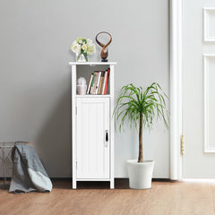 Armario de Suelo de Baño Gabinete con 3 Estantes y Puerta Estantería de Almacenamiento para Cocina Dormitorio Salón Blanco 30 x 30 x 80 cm