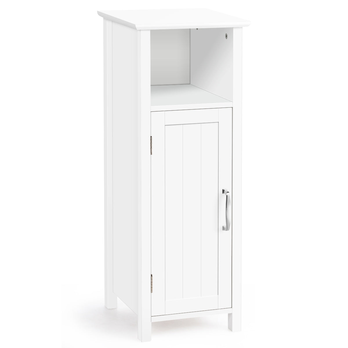 Armario de Suelo de Baño Gabinete con 3 Estantes y Puerta Estantería de Almacenamiento para Cocina Dormitorio Salón Blanco 30 x 30 x 80 cm