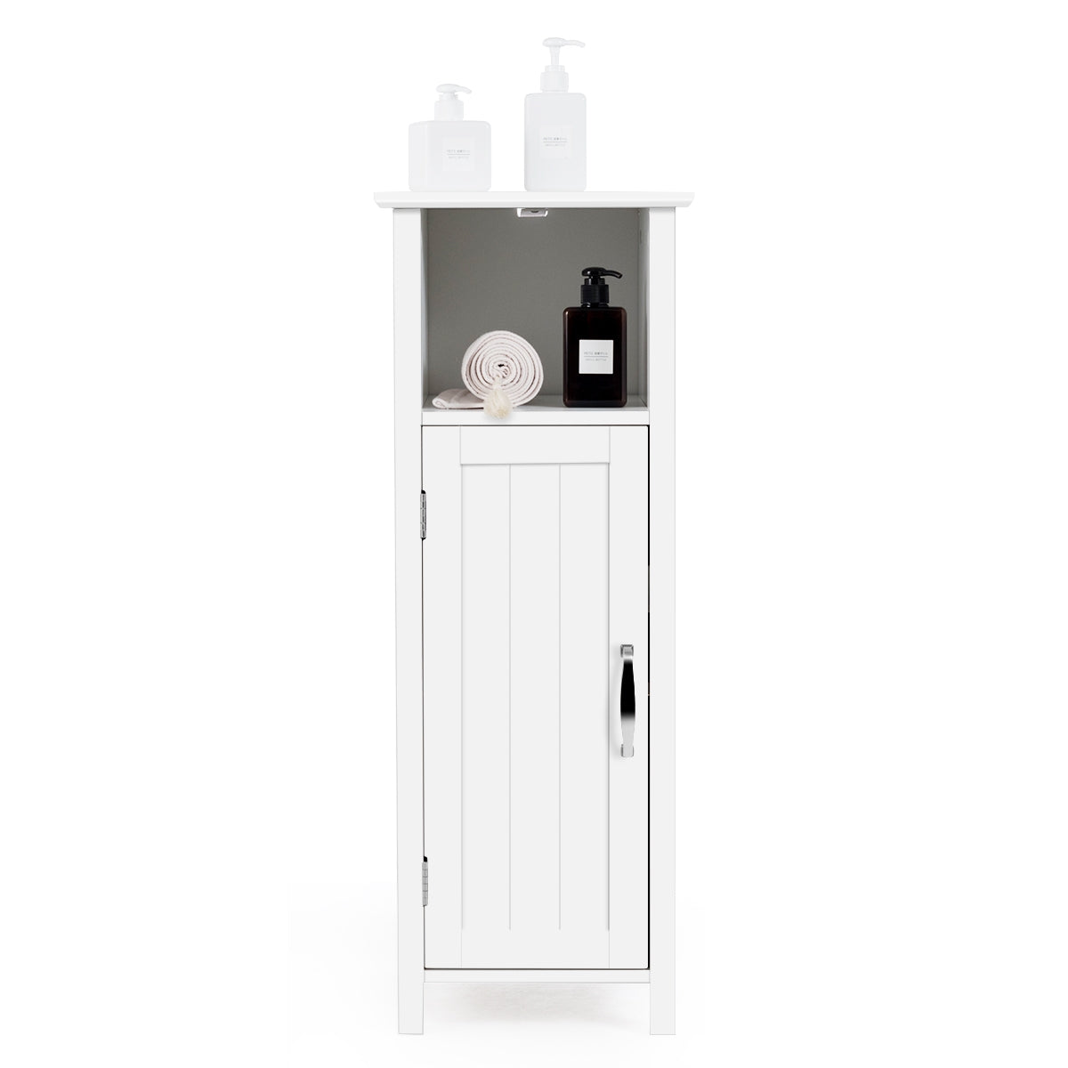 Armario de Suelo de Baño Gabinete con 3 Estantes y Puerta Estantería de Almacenamiento para Cocina Dormitorio Salón Blanco 30 x 30 x 80 cm