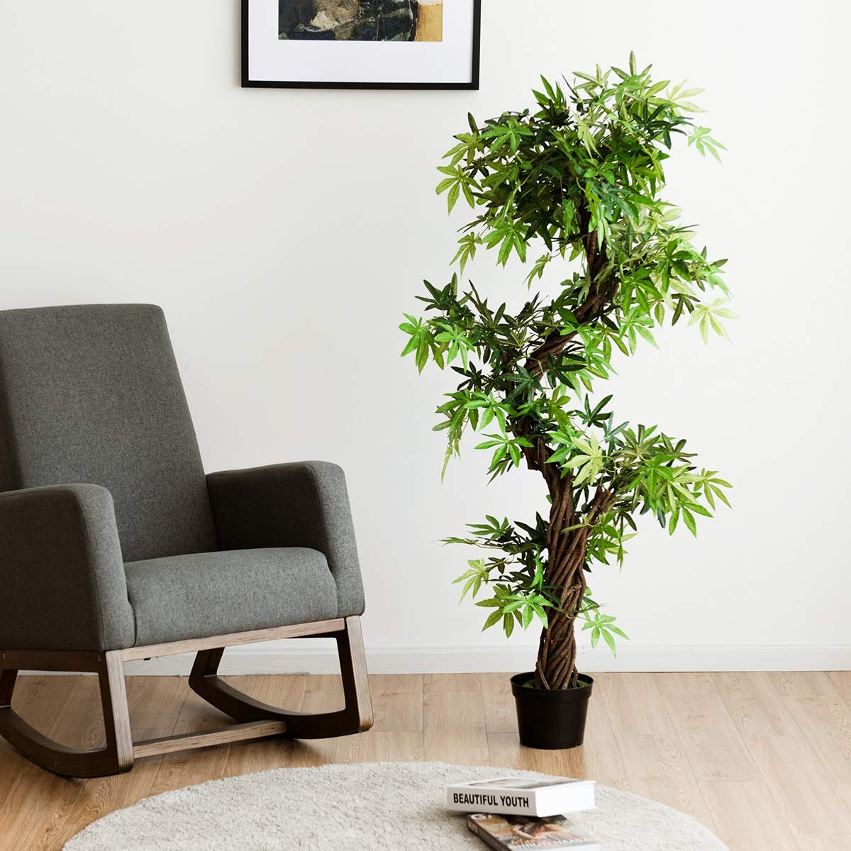 160cm Planta Artificial Árbol Planta Verde Decoración Interior para Hogar Oficina 160 x 19 x 19 cm