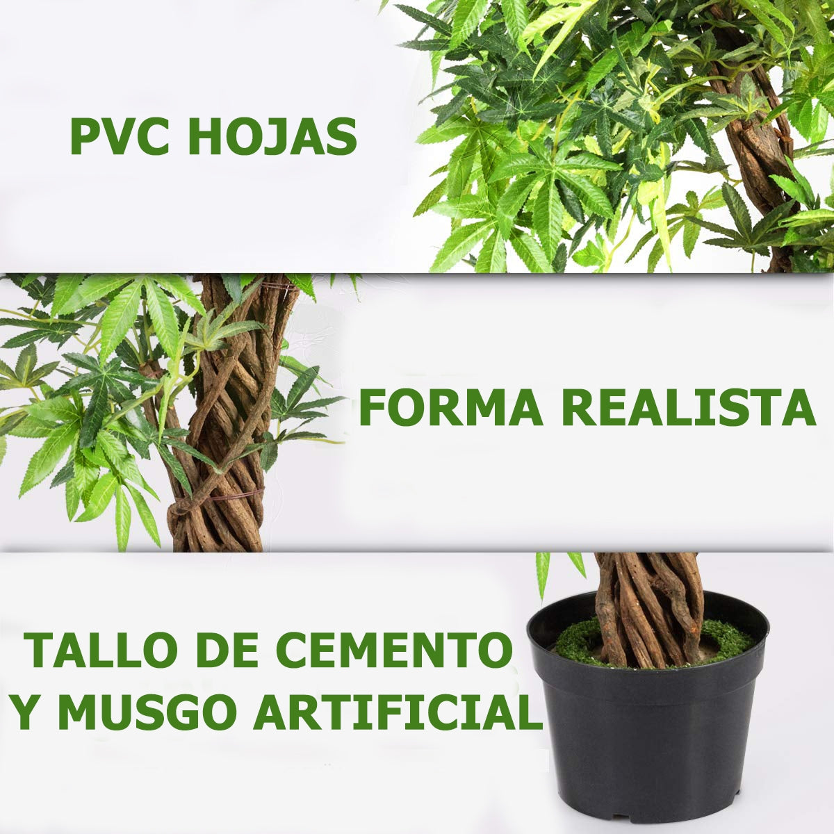 160cm Planta Artificial Árbol Planta Verde Decoración Interior para Hogar Oficina 160 x 19 x 19 cm