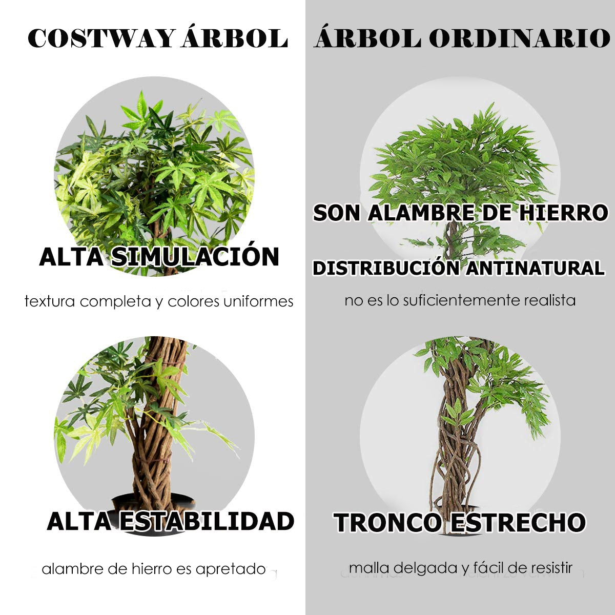 160cm Planta Artificial Árbol Planta Verde Decoración Interior para Hogar Oficina 160 x 19 x 19 cm