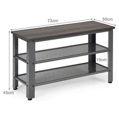 Zapatero Estantería de Zapatos con Banco Multiuso Organizador para Zapatos para Pasillo 73 x 30 x 45cm Gris Oscuro