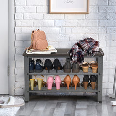 Zapatero Estantería de Zapatos con Banco Multiuso Organizador para Zapatos para Pasillo 73 x 30 x 45cm Gris Oscuro