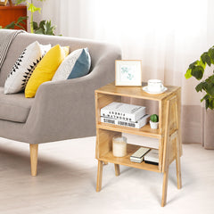 2 Mesitas Apilables con Compartimiento Abierto para Salón Dormitorio y Pequeños Espacios Bambú 43 x 29 x 42 cm