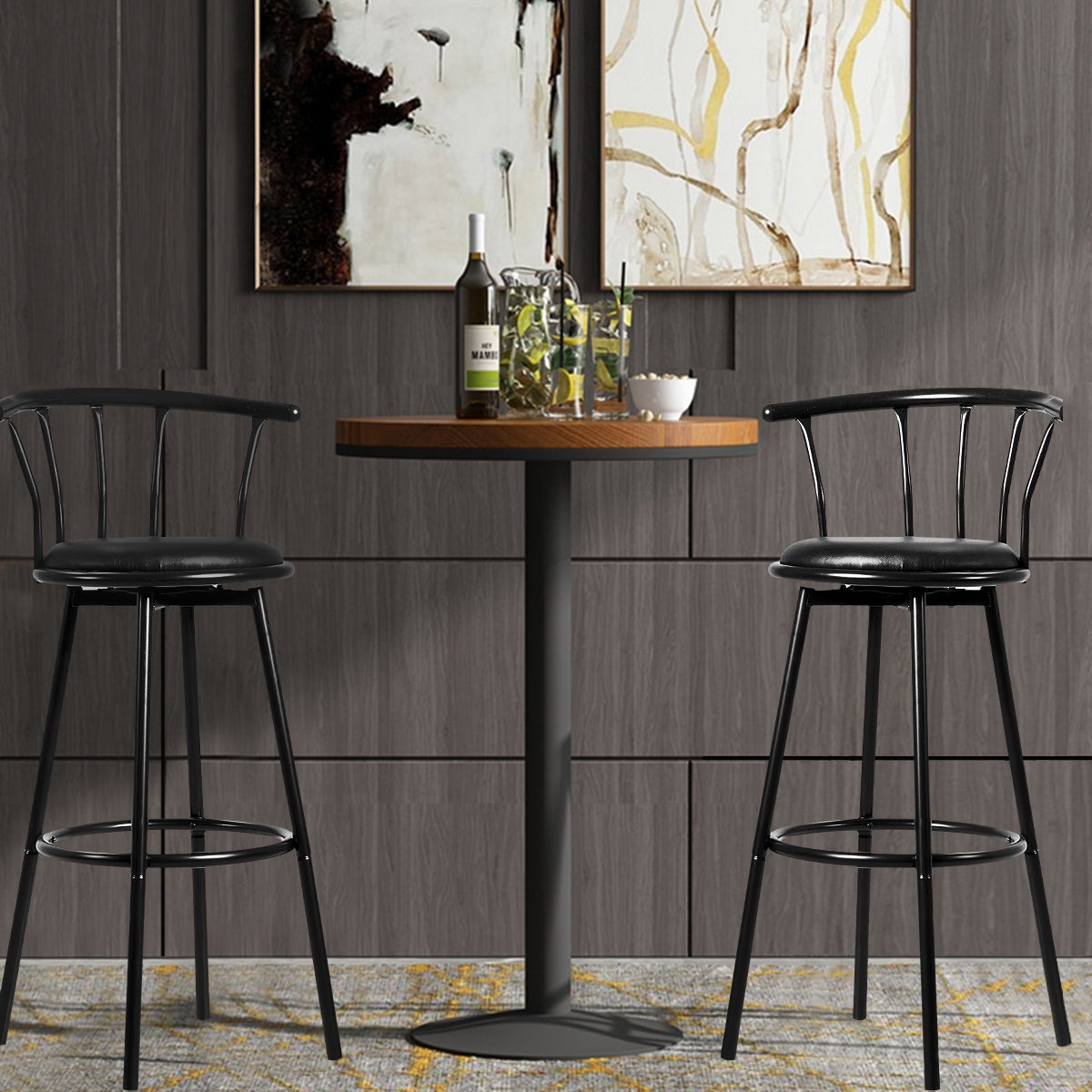 Juego de 2 Sillas de Bar Taburete Alto de Metal para Hogar Cocina Comedor Taburete Industrial