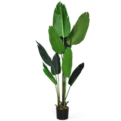Palmera Tropical Artificial con Maceta Negra Bonsái Falso de Interior con 10 Hojas Realísticas Verde 160 cm