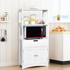 Armario de Baño con 3 Estanterías 1 Cajón 1 Gabinete de Almacenamiento Toalla Champú Gel Organizador para Cocina 60 x 32,5 x 122 cm Blanco
