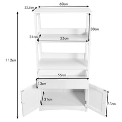 Armario de Baño con 3 Estanterías 1 Cajón 1 Gabinete de Almacenamiento Toalla Champú Gel Organizador para Cocina 60 x 32,5 x 122 cm Blanco