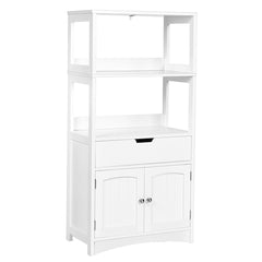 Armario de Baño con 3 Estanterías 1 Cajón 1 Gabinete de Almacenamiento Toalla Champú Gel Organizador para Cocina 60 x 32,5 x 122 cm Blanco
