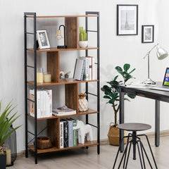 Librería Estantería para Libros 5 Niveles Estantería de Almacenaje Multifuncional para Sala de Estar Dormitorio Oficina 74 x 30 x 154,5 cm