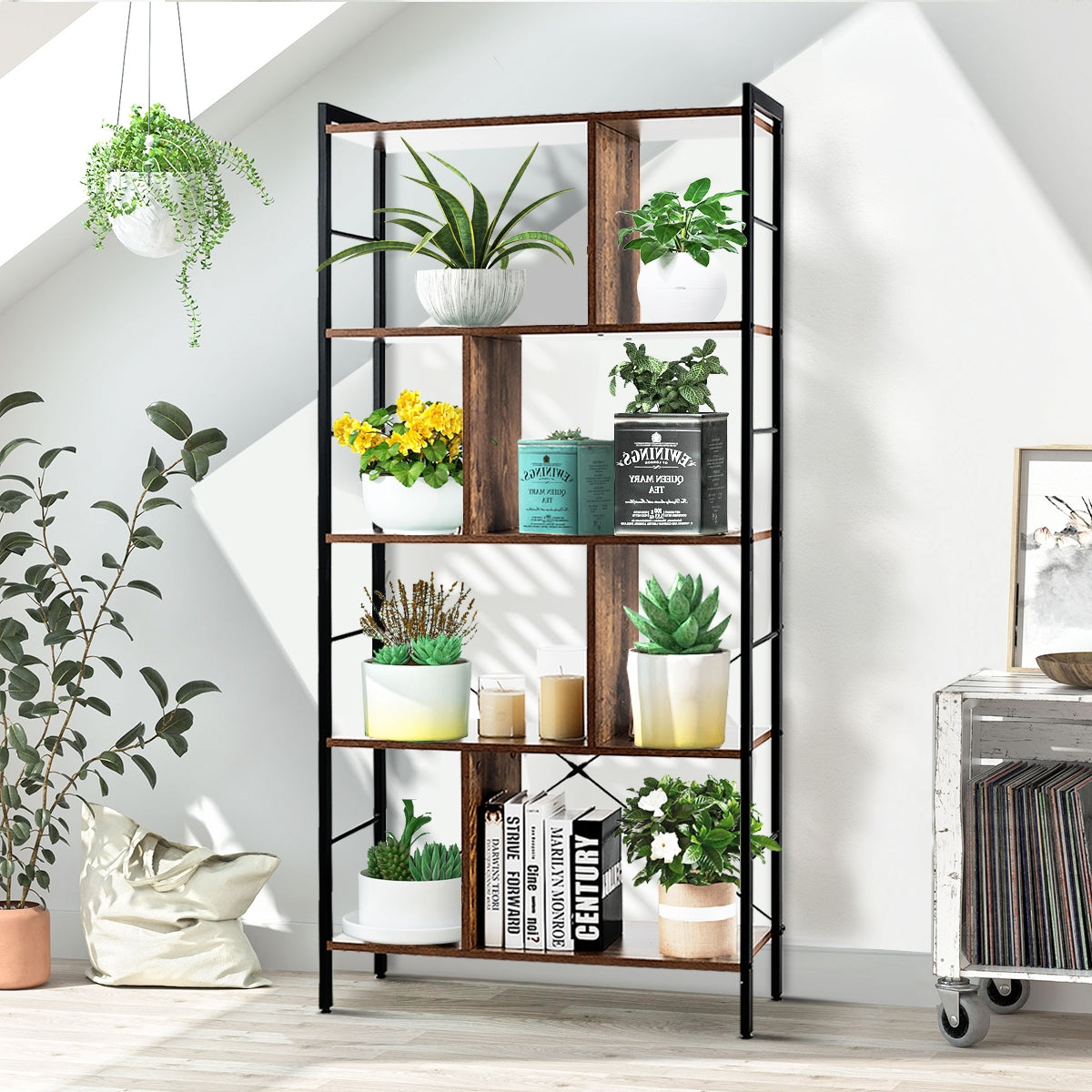 Librería Estantería para Libros 5 Niveles Estantería de Almacenaje Multifuncional para Sala de Estar Dormitorio Oficina 74 x 30 x 154,5 cm