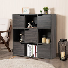 Librería con 9 Compartimentos Estantería con Estante para Archivos Libro Plantas para Hogar Oficina Salón Gris Oscuro 90 x 29 x 90 cm