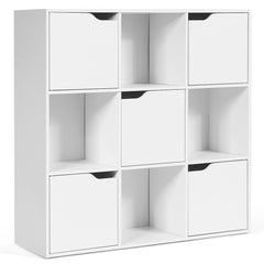 Librería con 9 Compartimentos Estantería con Estante para Archivos Libro Plantas para Hogar Oficina Salón Blanco 90 x 29 x 90 cm