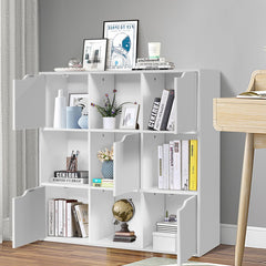 Librería con 9 Compartimentos Estantería con Estante para Archivos Libro Plantas para Hogar Oficina Salón Blanco 90 x 29 x 90 cm
