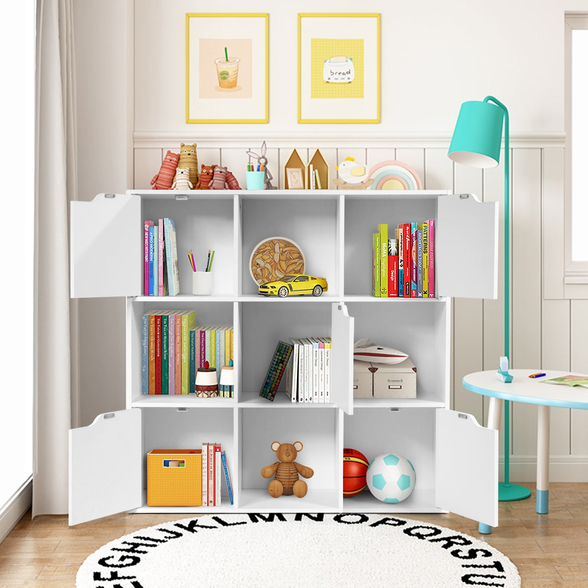 Librería con 9 Compartimentos Estantería con Estante para Archivos Libro Plantas para Hogar Oficina Salón Blanco 90 x 29 x 90 cm