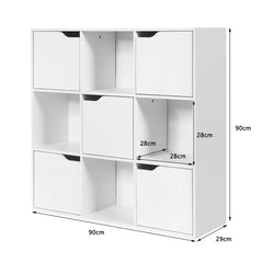 Librería con 9 Compartimentos Estantería con Estante para Archivos Libro Plantas para Hogar Oficina Salón Blanco 90 x 29 x 90 cm
