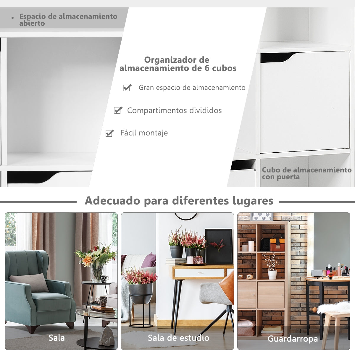 Librería con 9 Compartimentos Estantería con Estante para Archivos Libro Plantas para Hogar Oficina Salón Blanco 90 x 29 x 90 cm