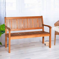 Banco de Madera para 2 Personas con Respaldo Curvo y Reposabrazos Amplios para Patio Veranda Piscina Balcón 126 x 63 x 91 cm
