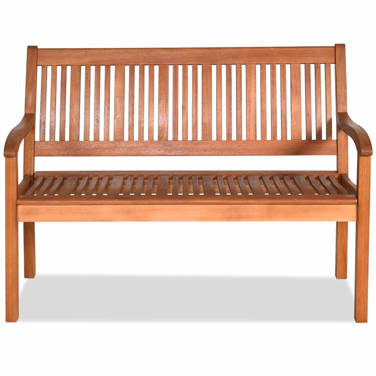 Banco de Madera para 2 Personas con Respaldo Curvo y Reposabrazos Amplios para Patio Veranda Piscina Balcón 126 x 63 x 91 cm