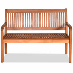 Banco de Madera para 2 Personas con Respaldo Curvo y Reposabrazos Amplios para Patio Veranda Piscina Balcón 126 x 63 x 91 cm