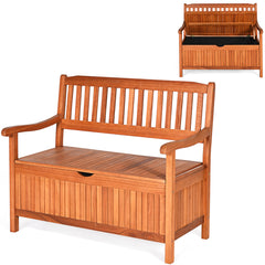 Banco Contenedor de Madera para Exterior Banco con Revestimiento Interno Removible para Patio Jardín Balcón Salón 107 x 59 x 90 cm Teca