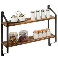 Estante Rústico con 2 Niveles Fácil de Montar para Almacén Cocina Salón Dormitorio Baño 60 x 15 x 51 cm