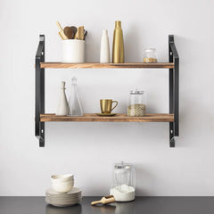Estante Rústico con 2 Niveles Fácil de Montar para Almacén Cocina Salón Dormitorio Baño 60 x 15 x 51 cm