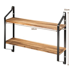 Estante Rústico con 2 Niveles Fácil de Montar para Almacén Cocina Salón Dormitorio Baño 60 x 15 x 51 cm