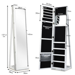 Armario para Joyas 2 en 1 con Espejo Interno para Pendientes Blanco 38 x 38 x 157,5 cm
