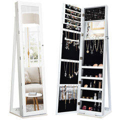 Armario para Joyas 2 en 1 con Espejo Interno para Pendientes Blanco 38 x 38 x 157,5 cm