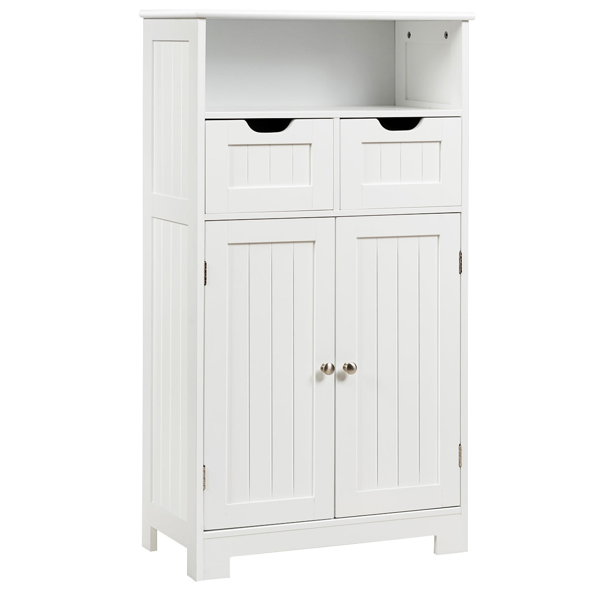 Armario del Baño con una Repisa Abierta 2 Puertas y 2 Cajones para Salón Baño Habitación Casa Oficina Blanco 60 x 30 x 109 cm