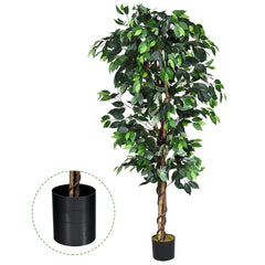Ficus Artificial con Maceta 1008 Hojas y Tronco Natural Perfecto para Decorar Casa Jardín Oficina Verde 180 cm