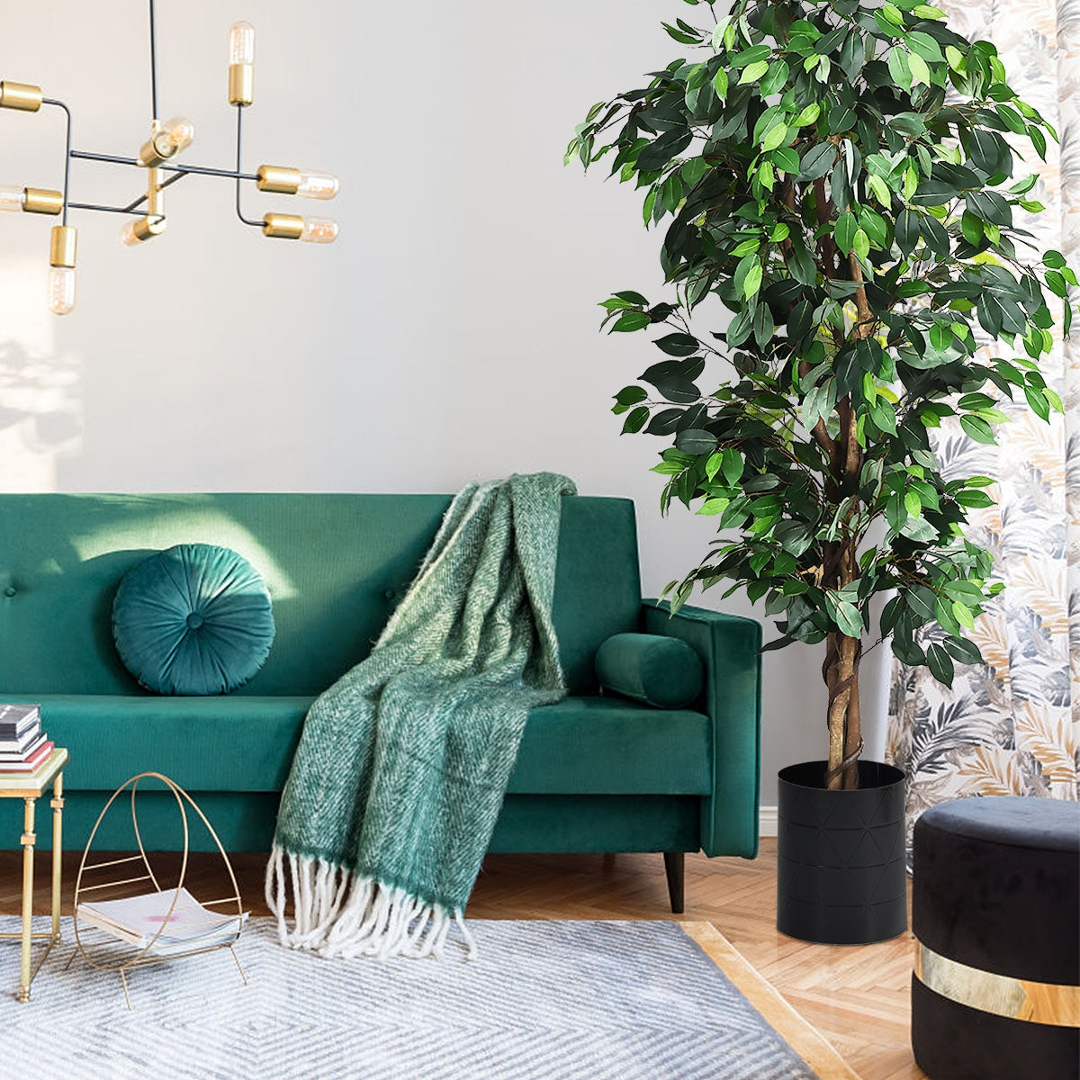 Ficus Artificial con Maceta 1008 Hojas y Tronco Natural Perfecto para Decorar Casa Jardín Oficina Verde 180 cm